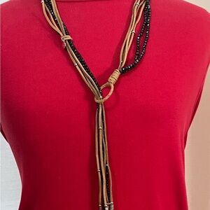 Chico’s Tan and Black Beaded Necklace New